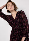 Ditsy Floral Chiffon Ruffle Dress, Burgundy, large