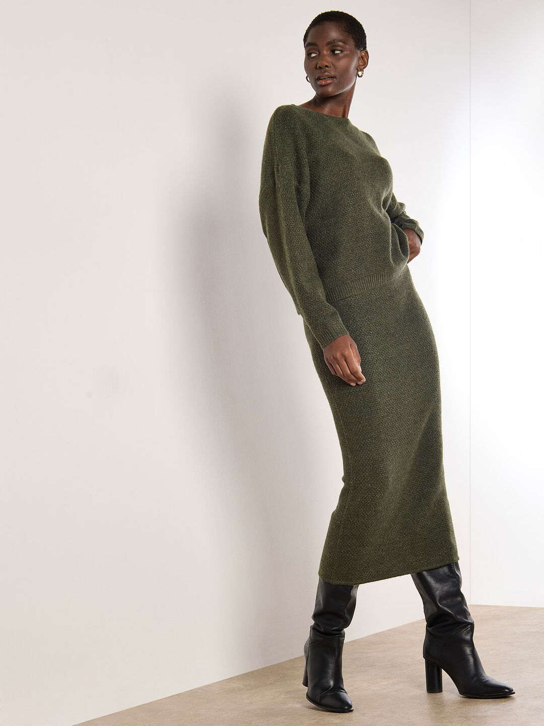 Waffle Knit Midaxi Skirt