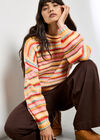 Multicoloured Stripe Soft Jumper, Red, large