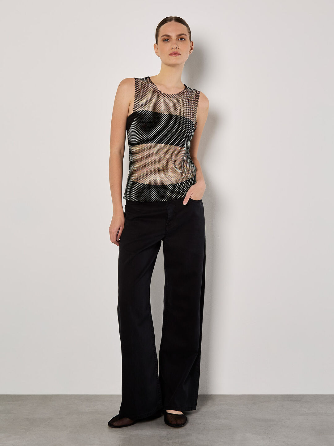 Diamante Mesh Sleeveless Top
