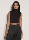 Jersey Crop Tank Top, Black, large