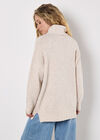 Oversized Roll Neck Tunic Jumper, Cream, large