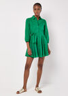 Tropical Embroidered Shirt Mini Dress, Green, large