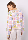 Pastel Crochet Squares Jumper, Blue, large