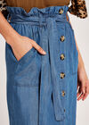 Denim Paperbag Button Through Midi Skirt, Blue, large