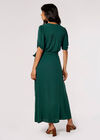 Puff Sleeve Wrap Maxi Dress, Green, large