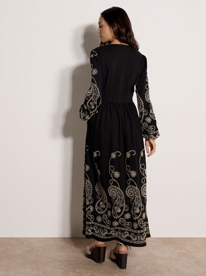 Paisley Embroidered Maxi Dress