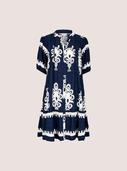 Baroque Print Shirt Mini Dress