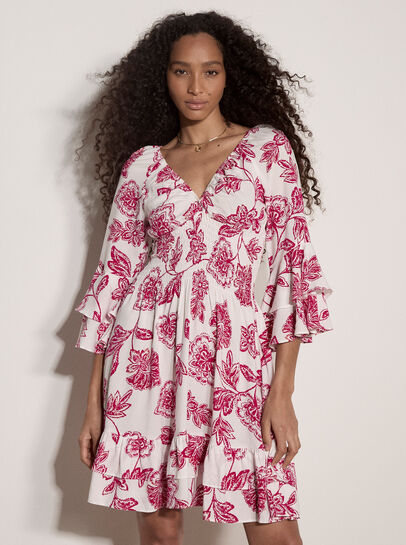 Sarasa Floral Ruffle Mini Dress