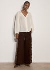 Crochet Insert Shimmer Blouse, Stone, large