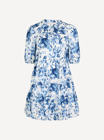 Floral Print Cotton Mini Dress