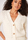 Waffle Knit Chunky Cardigan, Cream, large