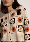 Patchwork Daisy Crochet Cardigan, Stone, large