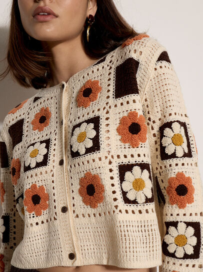 Patchwork Daisy Crochet Cardigan