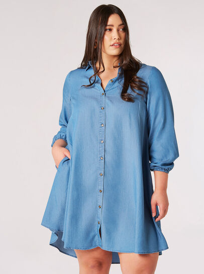 Curve Denim Shirt Mini Dress