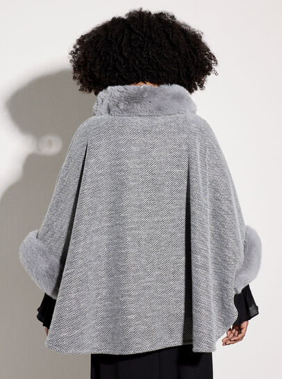 Faux Fur Trim Tweed Cape