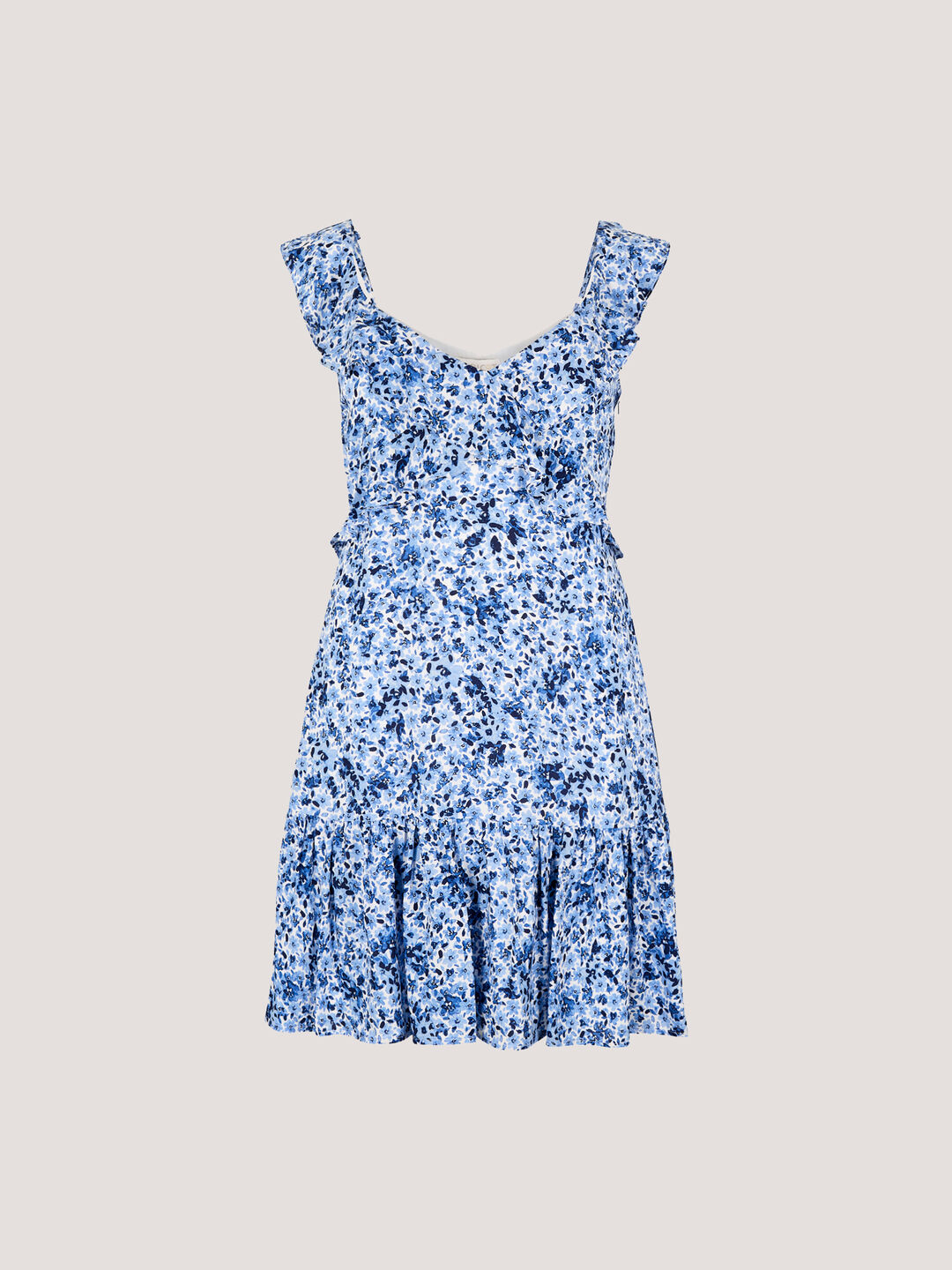apricot blue floral dress Sunny Angela Women's Bow Detail Stripe Print Puff Sleeve Ruffled Mini Dress