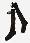 Pom Pom Knit Knee High Socks, Black, large