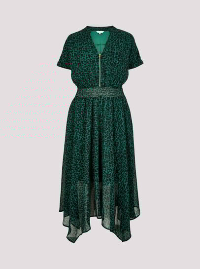 Abstract Squares Chiffon Midi Dress