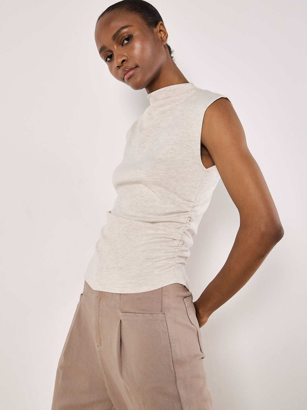 High Neck Side Ruched Top