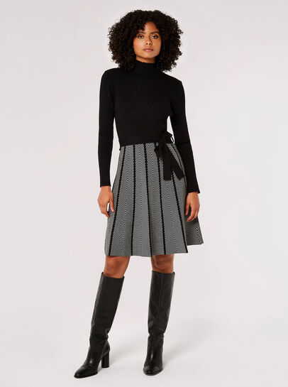 Chevron Skirt Knit Mini Dress