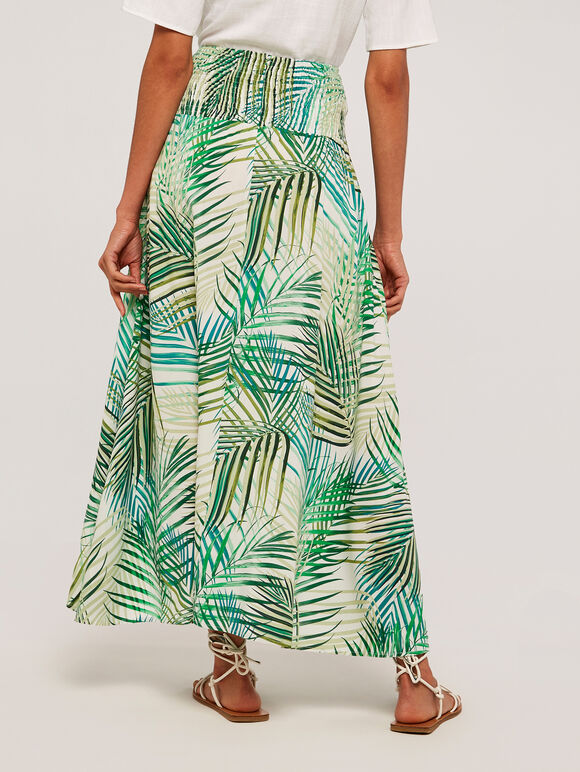 Tropical Leaf Wrap Skirt, Cream, large