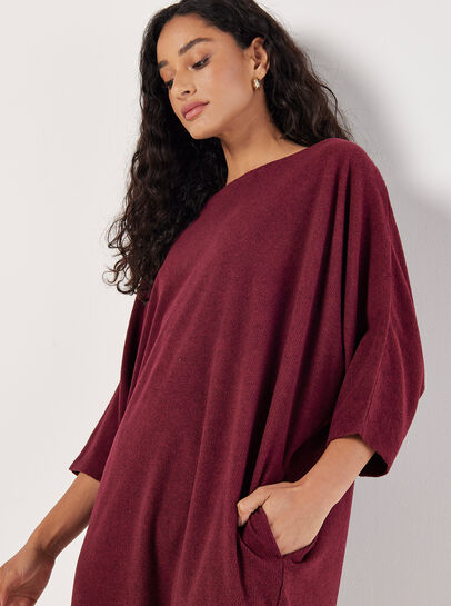 Ribbed Knit Cocoon Midi Dress