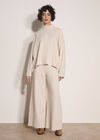Waffle Jersey Knit Wide-Leg Joggers, Stone, large