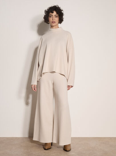 Waffle Jersey Knit Wide-Leg Joggers
