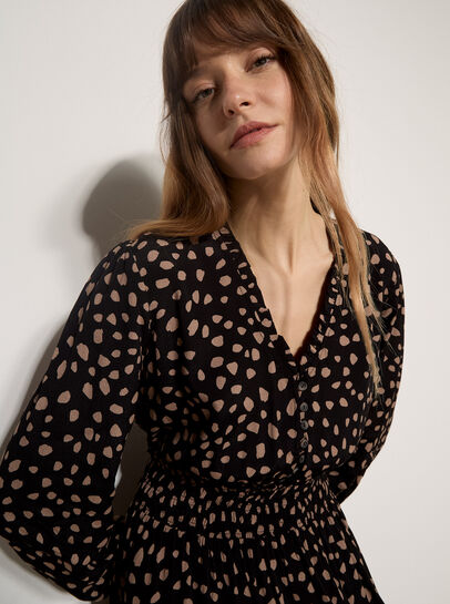 Irregular Spot Crepe Mini Dress