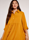 Tiered Swing Shirt Dress, Mustard, large