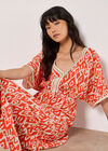 Ikat Swirl Shimmer Maxi Dress, Orange, large