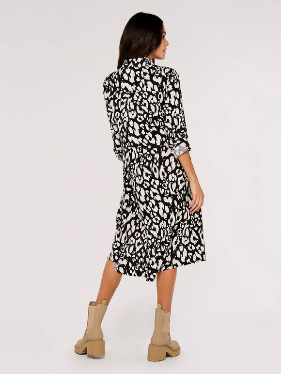 Animal Oversized Shirt Mini Dress, Stone, large