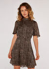 Dot High Neck Dress, Black, large