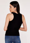 Ribbed Jersey Tank Top, Black, large