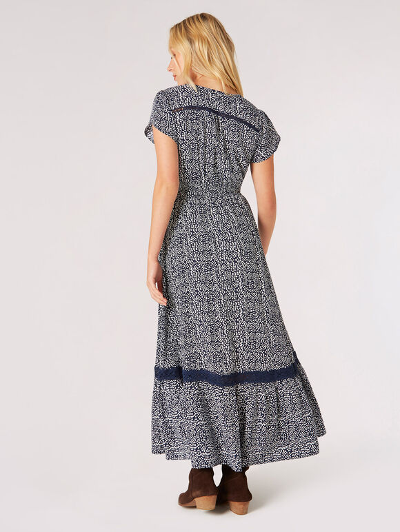 Häkel-Maxikleid mit unregelmäßigen Punkten, Marineblau, Größe L