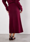 Fine Knit Cable Midi Skirt, Burgundy, large