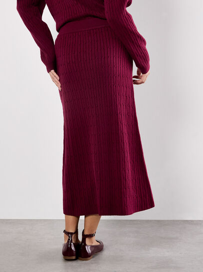 Fine Knit Cable Midi Skirt