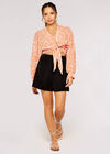 Zebra crop knot top, Coral, large