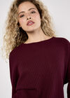 Waffle Knit Batwing Top, Burgundy, large