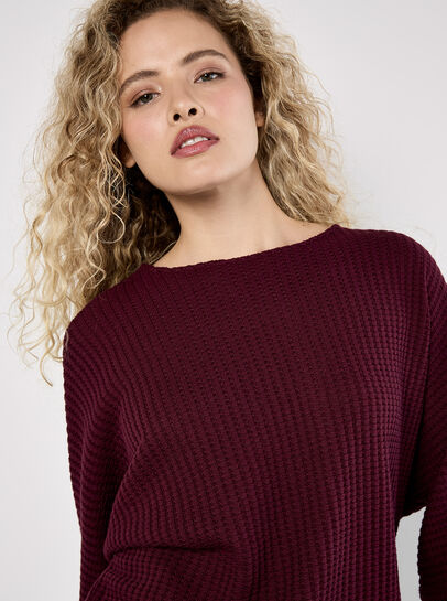 Waffle Knit Batwing Top