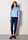 Stripe Embroidered Hearts Jumper, Blue, large