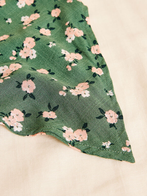 Floral Head Scarf, Green, large