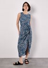 Batik Leaf Print Vest Top, Blue, large