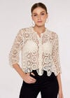 Crochet Geometric Shirt, Stone, large