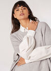 Oversized Poncho Jumper, Grey, large