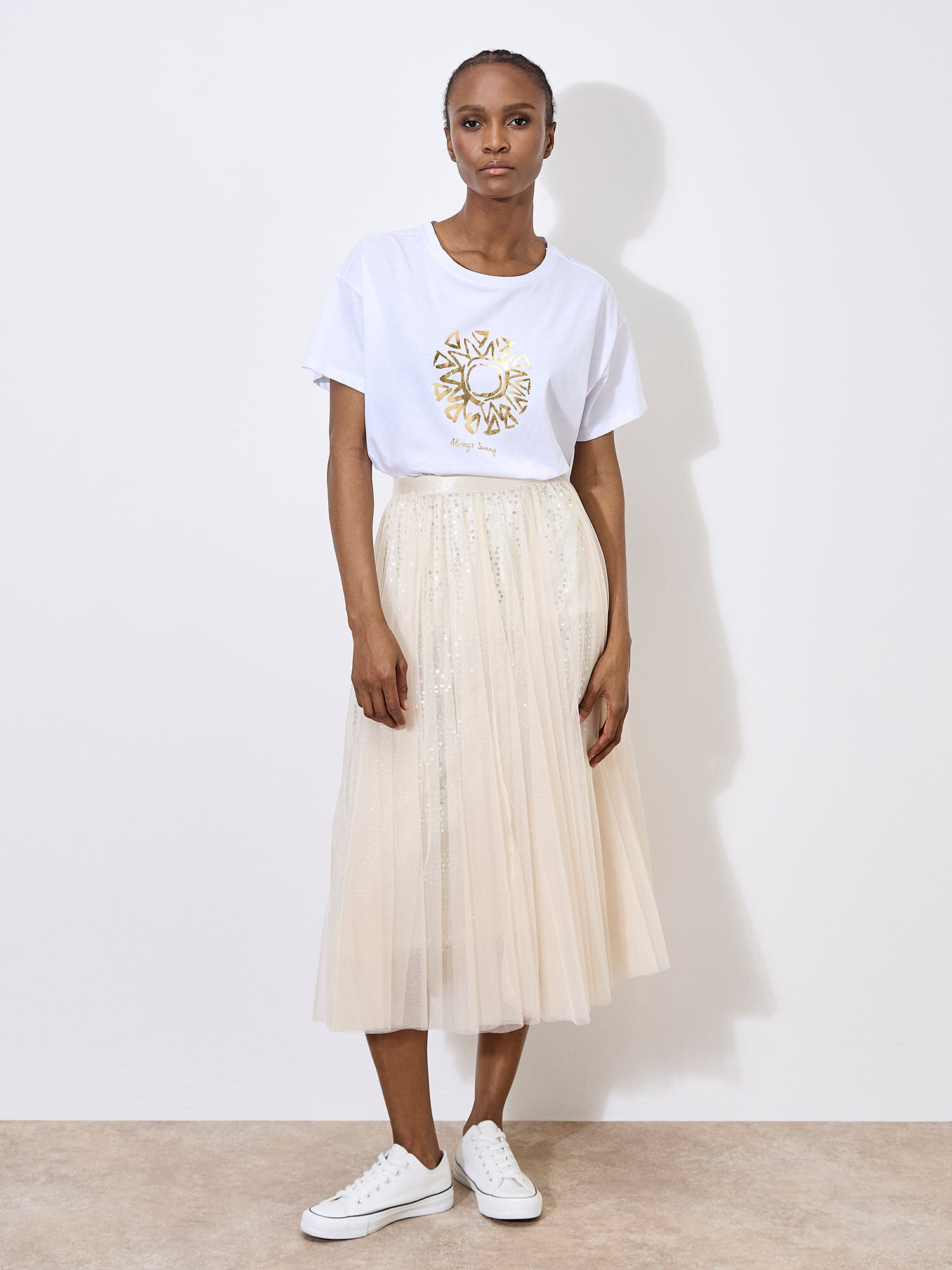 Sequin Tulle Midaxi Skirt | Apricot Clothing
