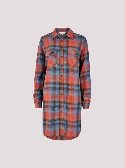 Sunset Plaid Shirt Dress