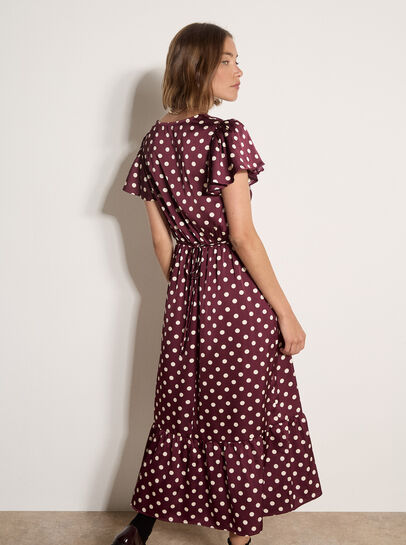 Polka Dot Satin Midi Dress