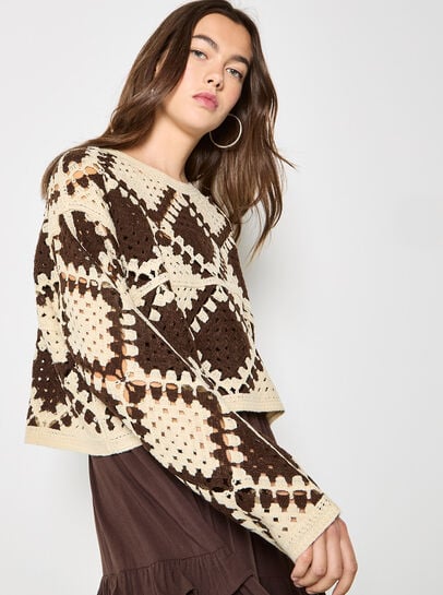 Crochet Diamonds Cropped Jumper